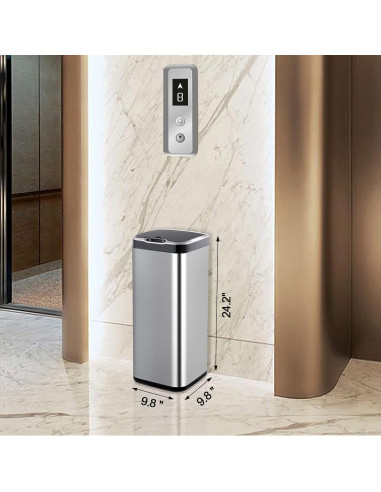 Cubo de Basura Automático ELPHECO 30L Acero Inoxidable Slim