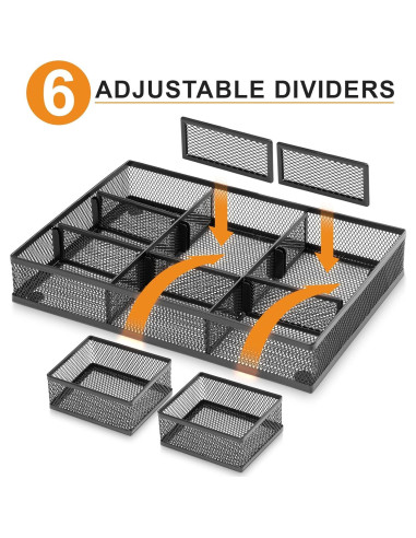 Organizador de Cajón Marbrasse Negro 3 Paquetes Ajustable