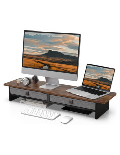 Soporte de Monitor Fenge Doble con Cajón 89.9x23.6cm 24.9kg