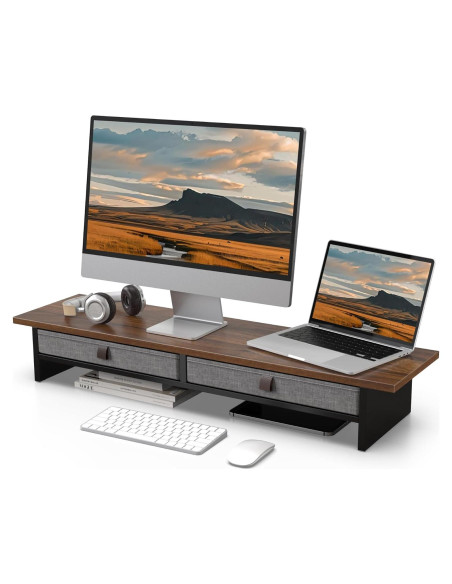 Soporte de Monitor Fenge Doble con Cajón 89.9x23.6cm 24.9kg Soporte de Monitor Fenge Doble con Cajón 89.9x23.6cm 24.9kg