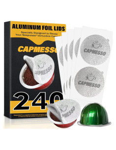 Tapa de Aluminio CAPMESSO para Cápsulas Reutilizables Vertuoline - 240 Pcs
