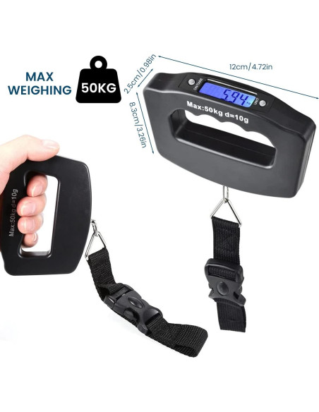 Báscula de Equipaje Digital NEMTMCUA 50kg con Pantalla Retroiluminada Báscula de Equipaje Digital NEMTMCUA 50kg con Pantalla Retroiluminada