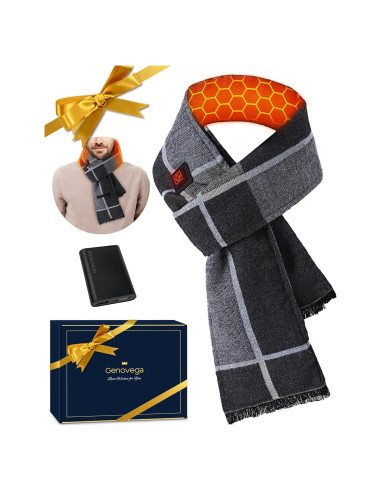 Bufanda Calentada de Grafeno para Hombre y Mujer - Gris y Negro