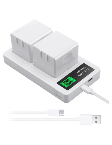 2 Baterías Recargables 4800mAh + Cargador Doble LCD ActZone