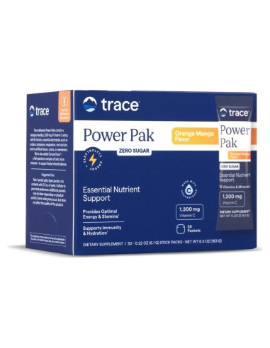 Trace Minerals Power Pak Sin Azúcar - Naranja Mango, 30 Porciones