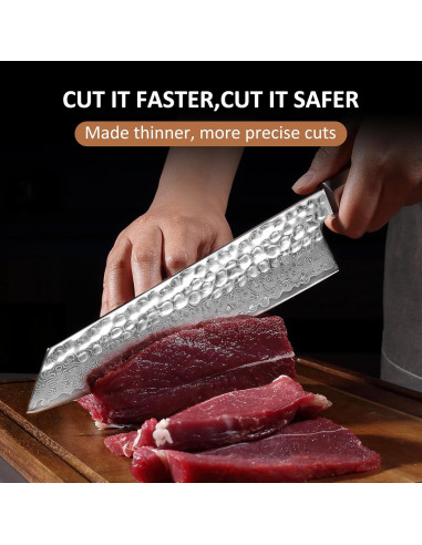 Cuchillo de Chef Gyuto YOTSUBA 20 cm Damasco Forjado a Mano