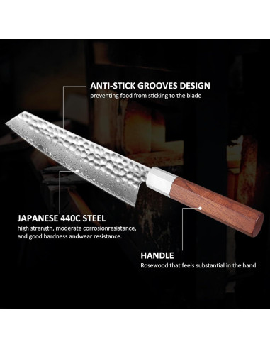 Cuchillo de Chef Gyuto YOTSUBA 20 cm Damasco Forjado a Mano