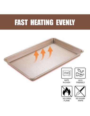 Juego de 2 bandejas de hornear JOHO BAKING 25x38 cm doradas