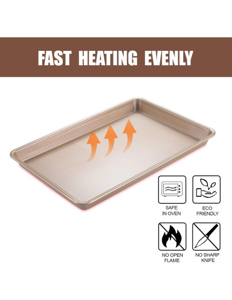 Juego de 2 bandejas de hornear JOHO BAKING 25x38 cm doradas Juego de 2 bandejas de hornear JOHO BAKING 25x38 cm doradas