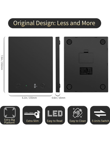 Balanza Digital de Cocina HomeBuds 10kg Alta Precisión LED