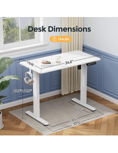 Escritorio de Pie Eléctrico JYLH JOYSEEKER 35" Blanco Ajustable 2