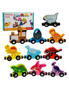 Tren Magnético de Dinosaurios de Madera Linkyloop - 10 Piezas