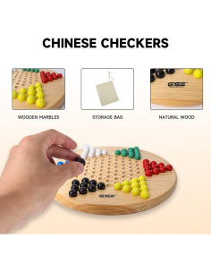 Tablero de Damas Chinas GSE 29.21 cm Madera con 66 Canicas 2