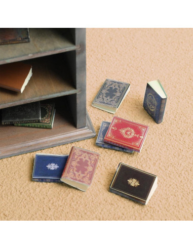 Set Miniaturas Libros y Estante Vintage Poen 27 Pcs