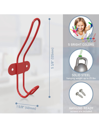 Ganchos de Pared Coloridos Tibres para Niños - Juego de 5