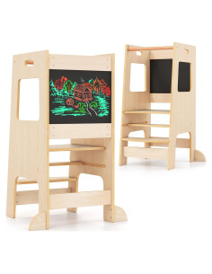 Escalera de Cocina para Niños HONEY JOY con Pizarras y Barandilla