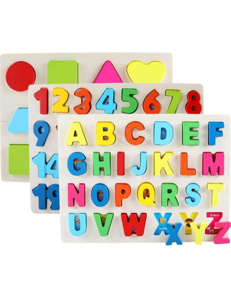 Rompecabezas de Madera QZMTOY 3 en 1 para Niños 3+ Rompecabezas de Madera QZMTOY 3 en 1 para Niños 3+