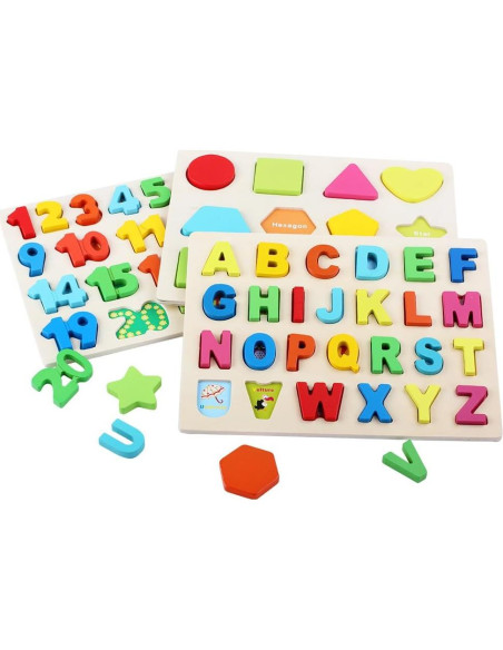 Rompecabezas de Madera QZMTOY 3 en 1 para Niños 3+ Rompecabezas de Madera QZMTOY 3 en 1 para Niños 3+