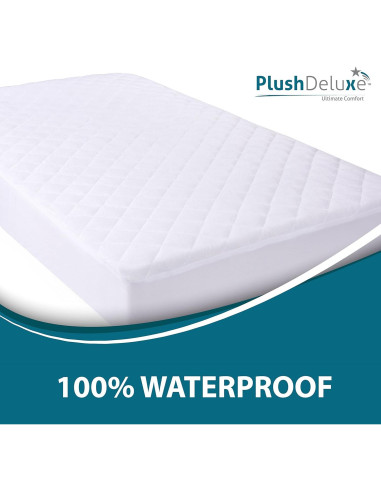 Protector de Colchón Mini PlushDeluxe 100% Impermeable Blanco