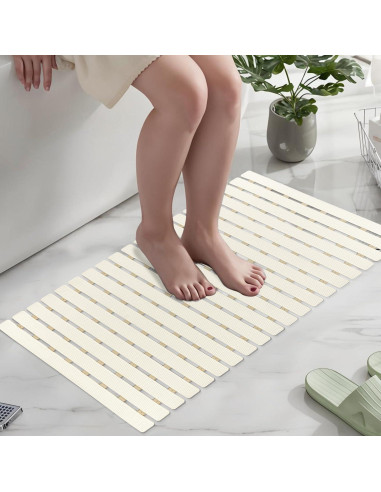 Alfombra de Ducha Antideslizante BYTANA 69.85x39.88 cm Marfil