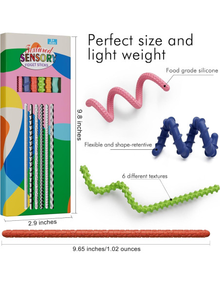 Palos Sensoriales Antiestrés TIKWORK 6PCS para Niños y Adultos Palos Sensoriales Antiestrés TIKWORK 6PCS para Niños y Adultos