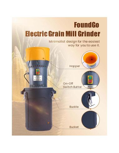 Molinillo Eléctrico de Granos FoundGo 25L 110V 1000W 5 Filtros