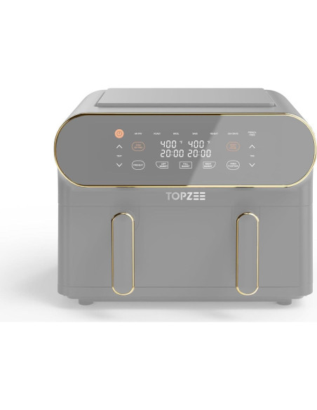 Freidora de Aire 11QT Topzee XL 8-en-1 Dorada Programable Freidora de Aire 11QT Topzee XL 8-en-1 Dorada Programable