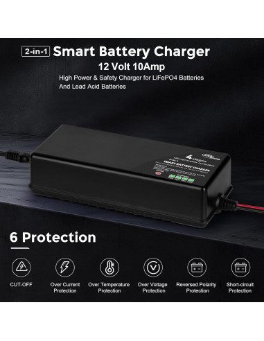Cargador de Batería Ultrapower 10A para LiFePO4 y SLA 12V