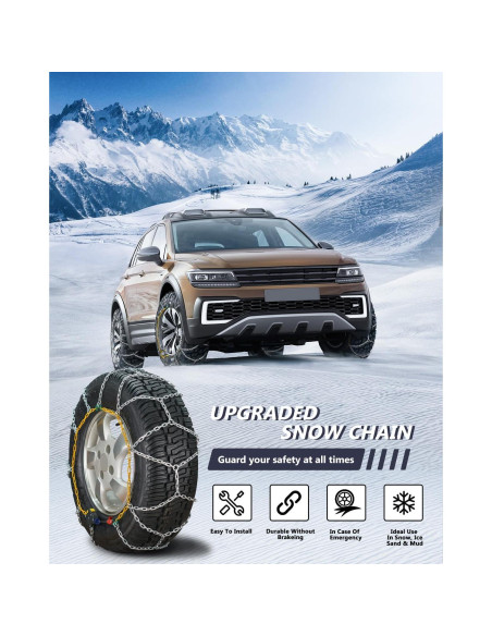 Cadenas de Nieve SCITOO HKN100 para Automóviles y SUV - Juego de 2 Cadenas de Nieve SCITOO HKN100 para Automóviles y SUV - Juego de 2