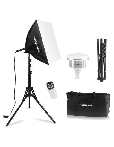 Kit de Iluminación Softbox PIOENIMAGE 43x43cm con Trípode y LED 85W
