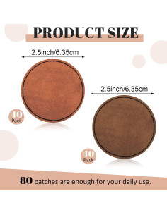 80 Parches de Cuero Sintético Juexica Redondos 6.35 cm 2