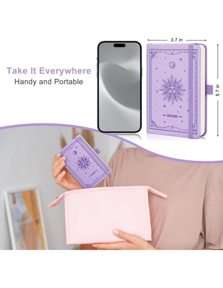 Cuaderno A6 EMSHOI Tapa Dura Púrpura Claro 160 Páginas 100GSM Cuaderno A6 EMSHOI Tapa Dura Púrpura Claro 160 Páginas 100GSM