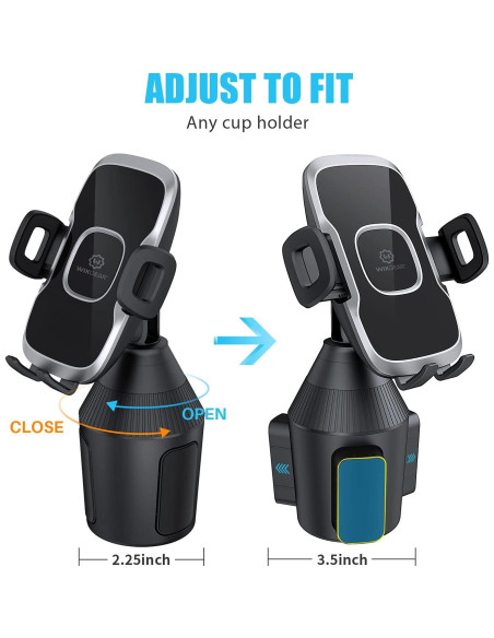 Soporte para Teléfono en Portavasos WixGear, Ajustable y Universal Soporte para Teléfono en Portavasos WixGear, Ajustable y Universal