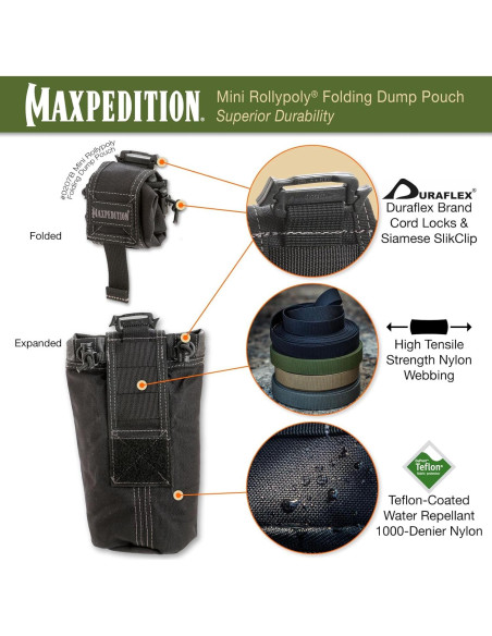 Pouch de Volcado Plegable Maxpedition Negro 1L Pouch de Volcado Plegable Maxpedition Negro 1L