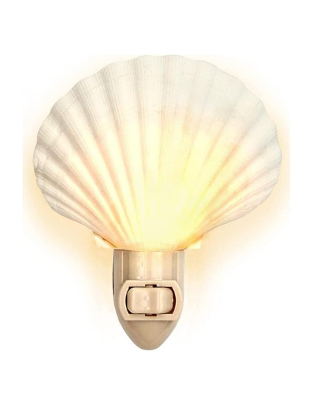 Luz Nocturna de Concha Blanca Nautical Crush Trading 13cm Luz Nocturna de Concha Blanca Nautical Crush Trading 13cm
