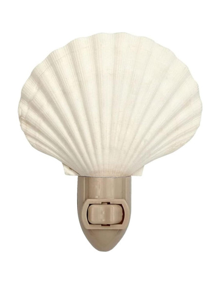 Luz Nocturna de Concha Blanca Nautical Crush Trading 13cm Luz Nocturna de Concha Blanca Nautical Crush Trading 13cm