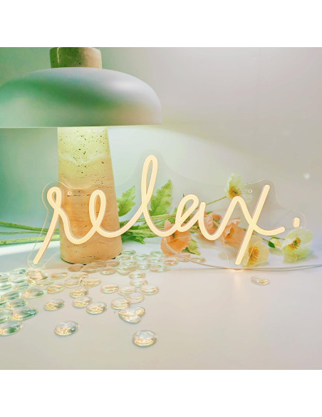 Luz de Neón Relax TEWVNXIMU Blanca Cálida USB Regulable 50.8x20.3cm Luz de Neón Relax TEWVNXIMU Blanca Cálida USB Regulable 50.8x20.3cm