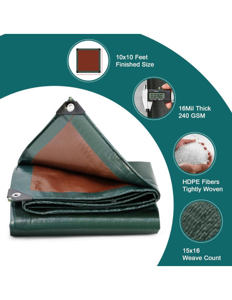 Lona Pesada Impermeable CSCRI 10x10 Pies (3.05x3.05 m) Verde/Marrón Lona Pesada Impermeable CSCRI 10x10 Pies (3.05x3.05 m) Verde/Marrón