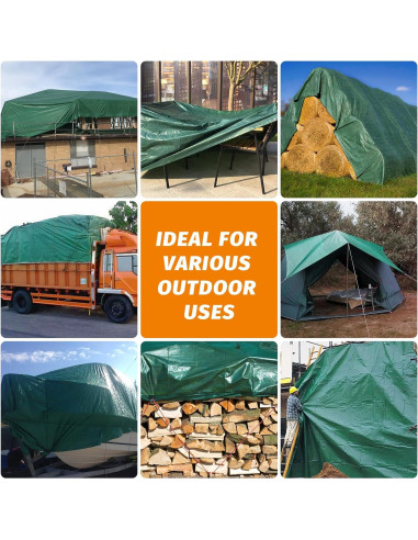 Lona Pesada Impermeable CSCRI 10x10 Pies (3.05x3.05 m) Verde/Marrón