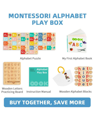 Set Montessori OOOK 4 en 1 Juguetes de Aprendizaje Alfabeto