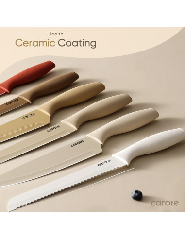 Juego de Cuchillos de Cocina 12 Piezas CAROTE Acero Inoxidable