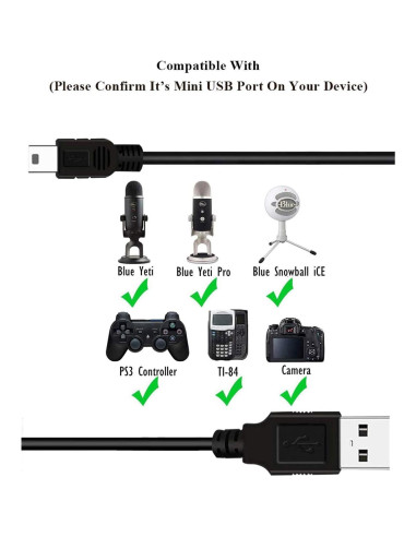 Cable USB de Reemplazo Ama tu yy para Micrófonos Blue Yeti 2.01m