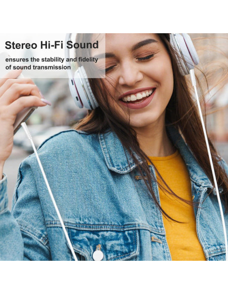 Cable de audio 2.5mm a 3.5mm Callez para auriculares Bose y JBL - Blanco Cable de audio 2.5mm a 3.5mm Callez para auriculares Bose y JBL - Blanco