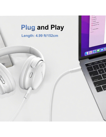 Cable de audio 2.5mm a 3.5mm Callez para auriculares Bose y JBL - Blanco Cable de audio 2.5mm a 3.5mm Callez para auriculares Bose y JBL - Blanco