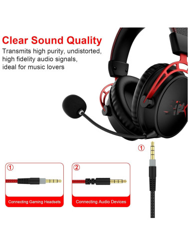 Cable de Audio de Reemplazo HyperX Cloud Alpha 1.8m con Control de Volumen