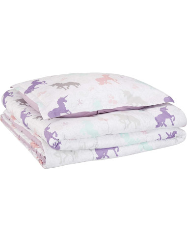 Conjunto Edredón y Funda de Almohada Amazon Basics Unicornios