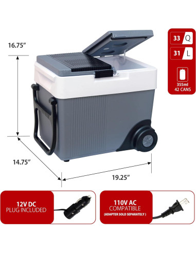 Enfriador Eléctrico Koolatron W65 31L para Auto y Camping