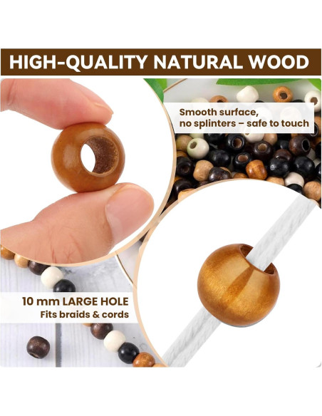 Perlas de Madera WOWOSS 195 PCS 20mm Redondas y Barril Perlas de Madera WOWOSS 195 PCS 20mm Redondas y Barril