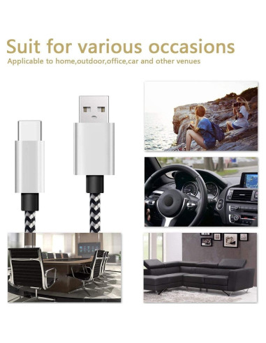 Cable USB Tipo C DEEGO 4.5m Trenzado Nylon para Samsung y Google