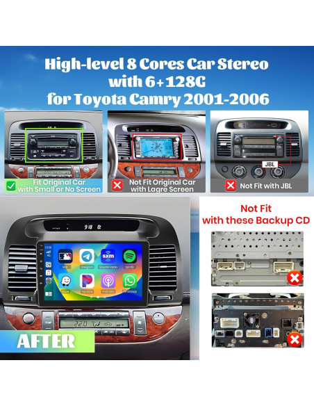 Radio de Coche Android Roinvou 6+128G para Toyota Camry 2001-2006 Radio de Coche Android Roinvou 6+128G para Toyota Camry 2001-2006
